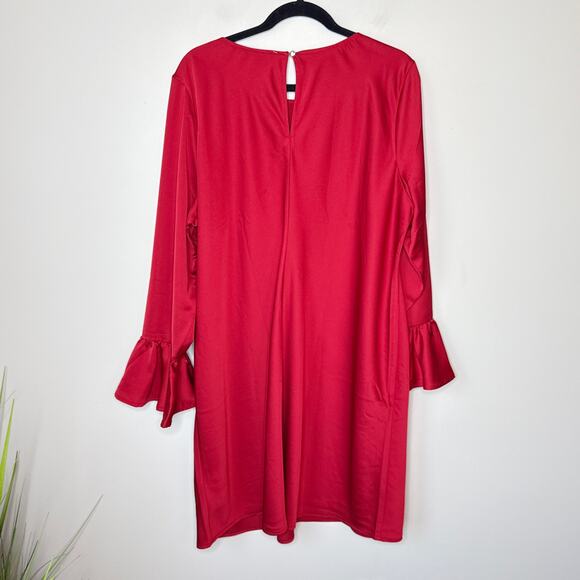 J.Crew Winter Garden Dress in Deep Ruby Size 20 Silky Satin Crepe Ruffles Party - Picture 5 of 8